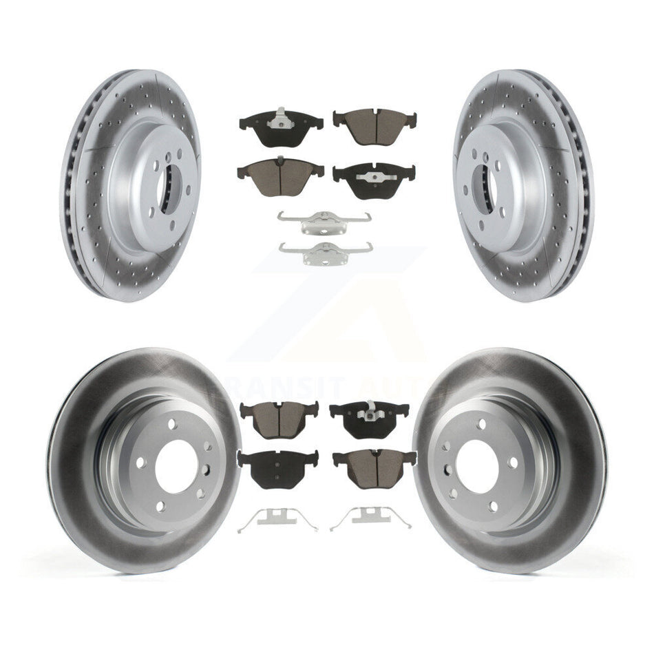 Front Rear Coated Disc Brake Rotors And Ceramic Pads Kit For 2012 BMW 335i Convertible Coupe With Blue Painted Calipers KGC-102162
