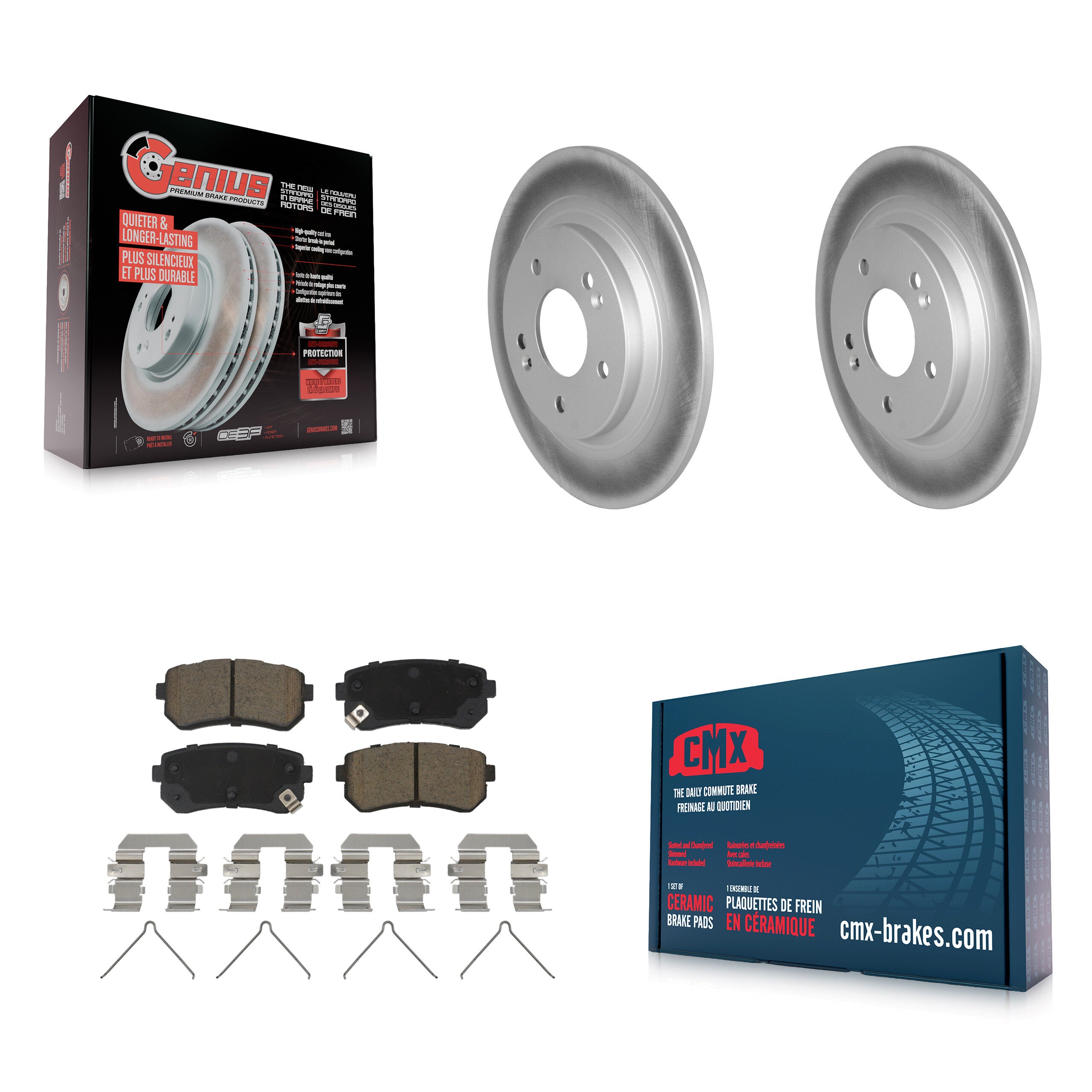 Rear Coated Disc Brake Rotors And Ceramic Pads Kit For Hyundai Kona Kia Seltos KGC-102208