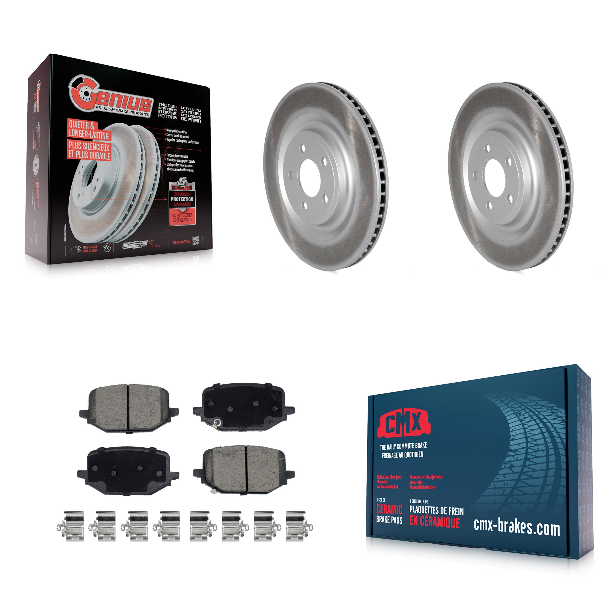 Rear Coated Brake Rotors Ceramic Pad Kit For Ford Explorer Lincoln Aviator Police Utility KGC-102210