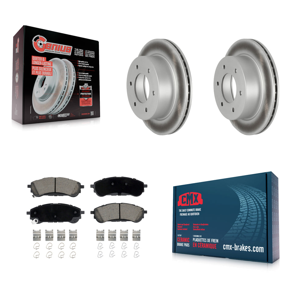 Rear Coated Disc Brake Rotors And Ceramic Pads Kit For 2019-2023 Ford Ranger KGC-102215