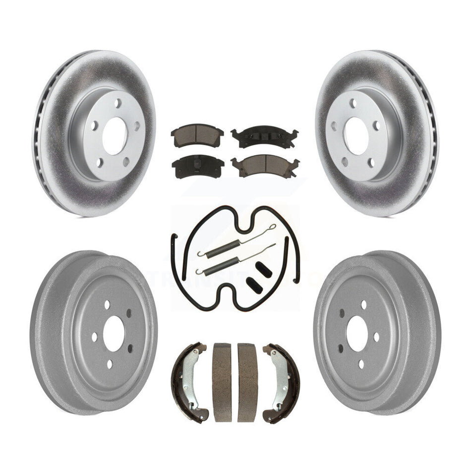 Front Rear Coated Disc Brake Rotors Ceramic Pads And Drum Kit (7Pc) For 2003-2005 Chevrolet Cavalier Pontiac Sunfire KGC-102218