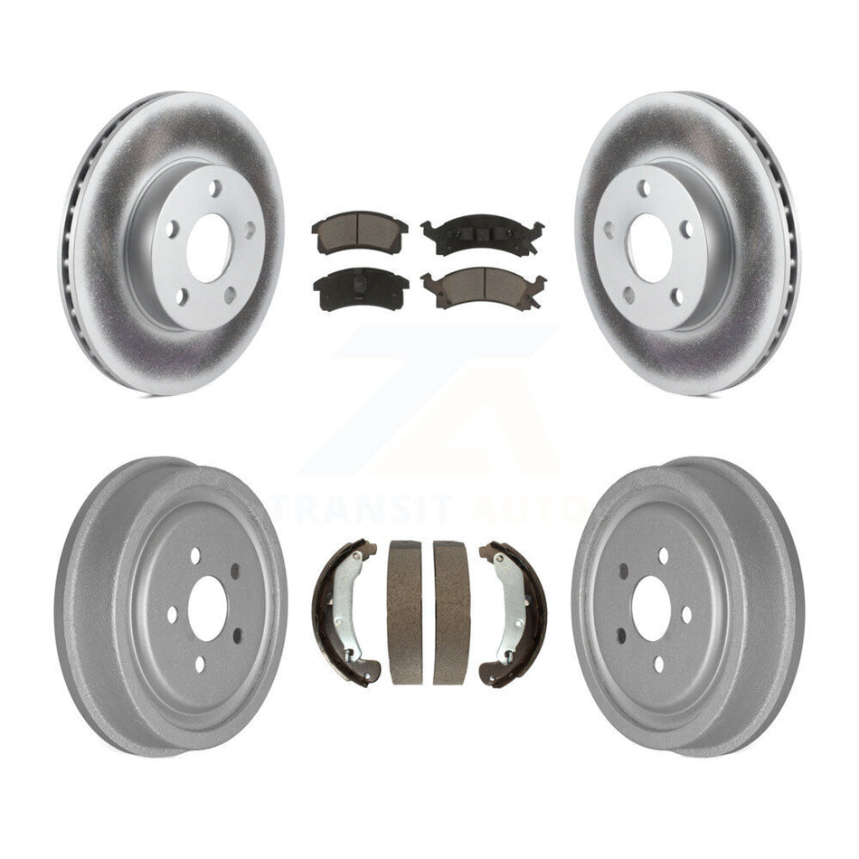 Front Rear Coated Disc Brake Rotors Ceramic Pads And Drum Kit For 2003-2005 Chevrolet Cavalier Pontiac Sunfire KGC-102220