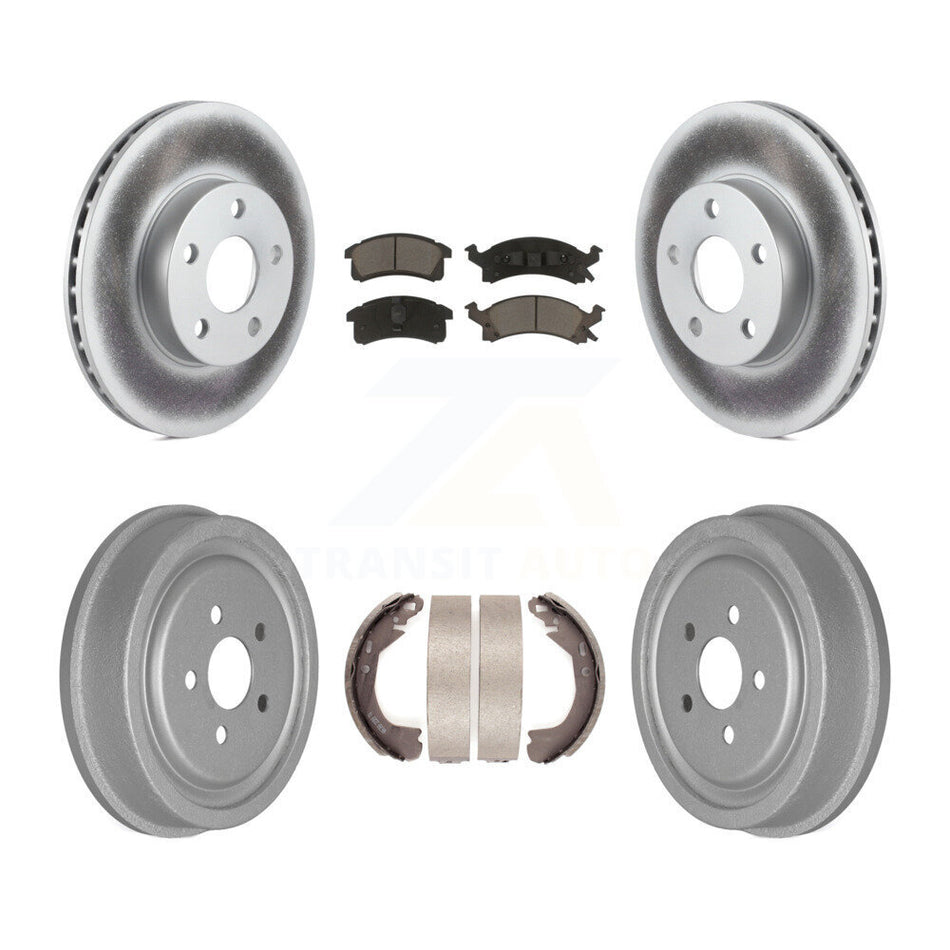 Front Rear Coated Disc Brake Rotors Ceramic Pads And Drum Kit For 2003 Chevrolet Cavalier With 225mm x 45mm Size KGC-102221