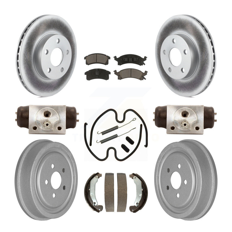 Front Rear Coated Disc Brake Rotors Ceramic Pads And Drum Kit (9Pc) For 2003-2005 Chevrolet Cavalier Pontiac Sunfire KGC-102222