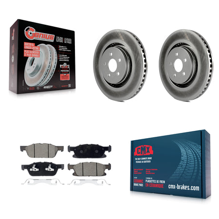 Front Coat Brake Rotor Ceramic Pad Kit For 19-23 Lincoln Nautilus With Vented Rear Rotors KGC-102225