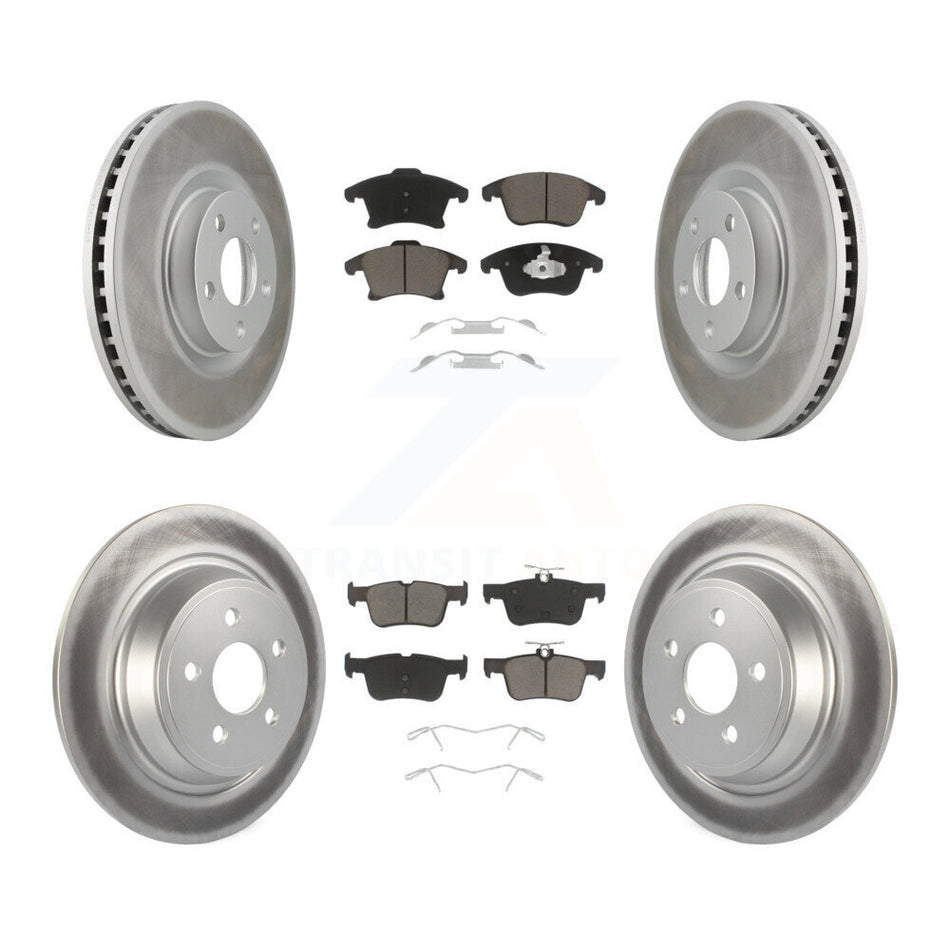 Front Rear Coated Disc Brake Rotors And Ceramic Pads Kit For 2019-2020 Ford Police Responder Hybrid SSV Plug-In KGC-102251