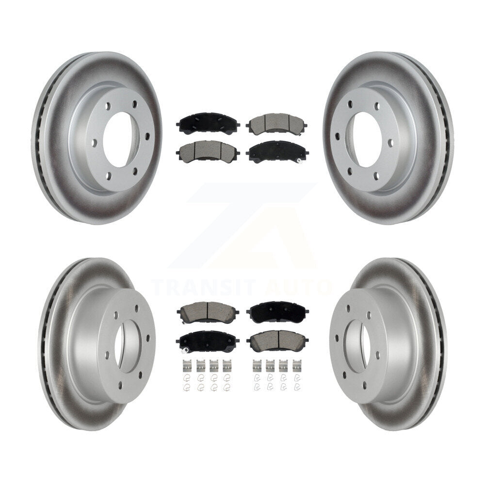 Front Rear Coated Disc Brake Rotors And Ceramic Pads Kit For 2019-2023 Ford Ranger KGC-102252