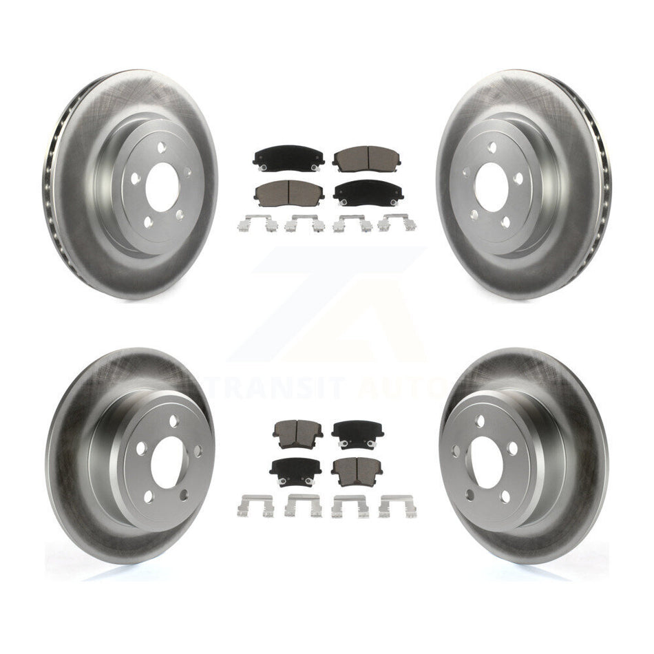 Front Rear Coated Disc Brake Rotors And Ceramic Pads Kit For 2015-2018 Dodge Charger RWD with 3.6L With 345mm Diameter Rotor KGC-102259