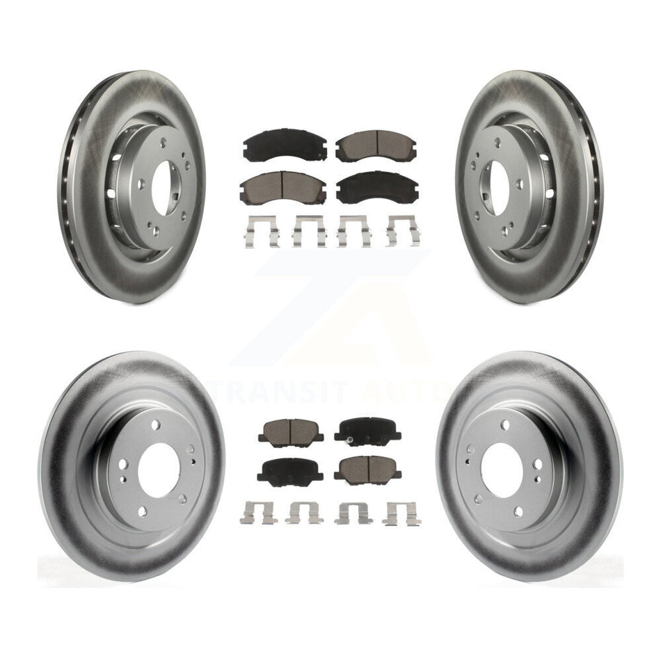Front Rear Coated Disc Brake Rotors And Ceramic Pads Kit For 2018-2020 Mitsubishi Outlander PHEV With Manual Parking KGC-102285
