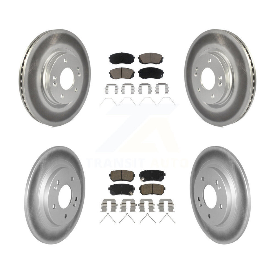 Front Rear Coated Disc Brake Rotors And Ceramic Pads Kit For Hyundai Kona Kia Seltos KGC-102305