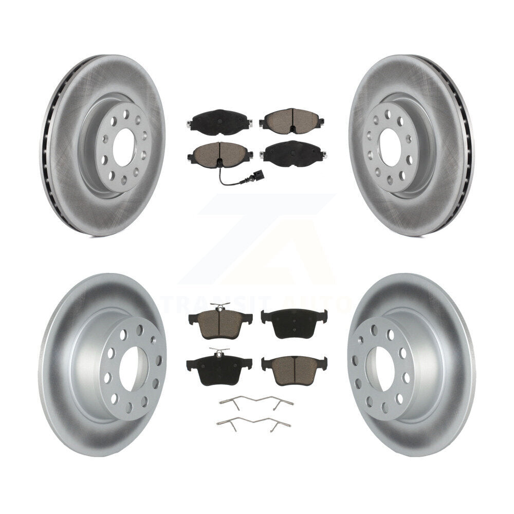 Front Rear Coated Disc Brake Rotors And Ceramic Pad Kit For 2022-2023 Volkswagen Taos FWD KGC-102325