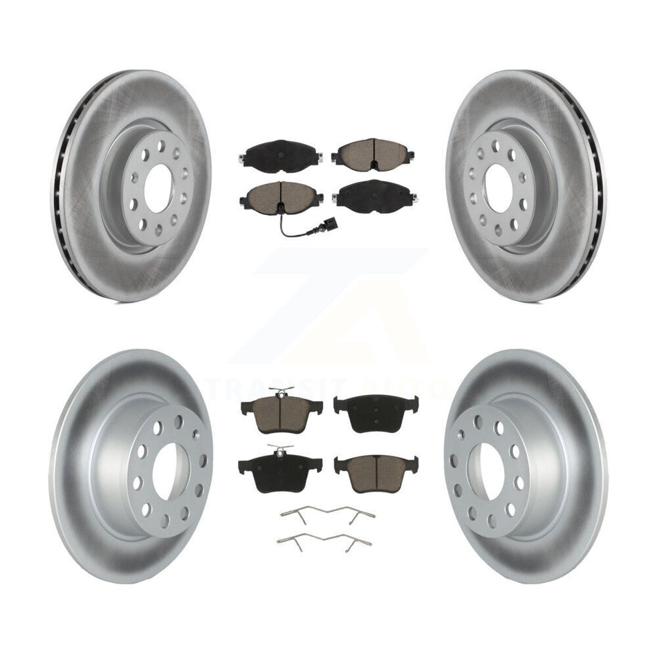 Front Rear Coated Disc Brake Rotors And Ceramic Pad Kit For 2022-2023 Volkswagen Taos FWD KGC-102325