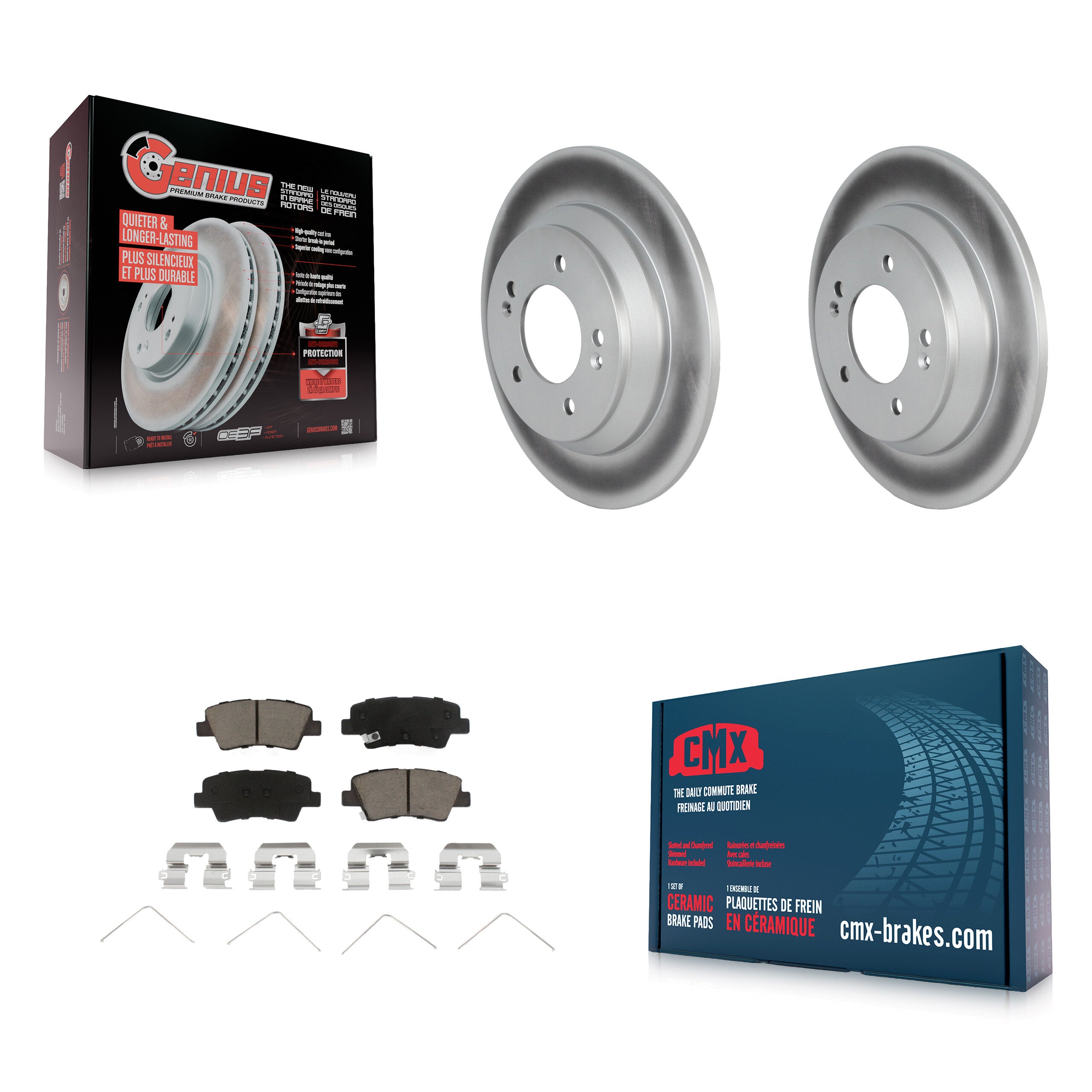 Rear Coated Disc Brake Rotors And Ceramic Pads Kit For 2020-2022 Kia Soul 1.6L KGC-102332