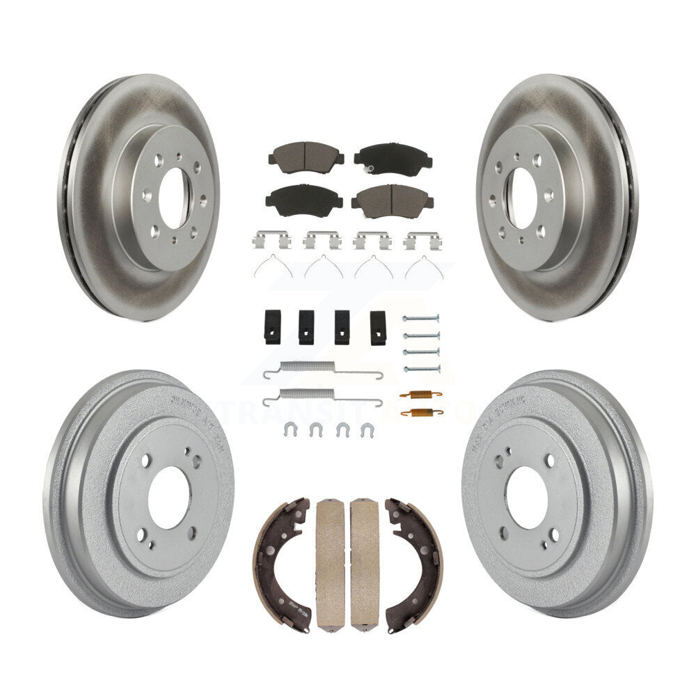 Front Rear Coat Brake Rotors Ceramic Pad Drum Kit (7Pc) For Honda Civic With 4 Lug Wheels KGC-102337