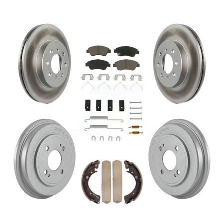Front Rear Coat Brake Rotors Ceramic Pad Drum Kit (7Pc) For Honda Civic With 4 Lug Wheels KGC-102337