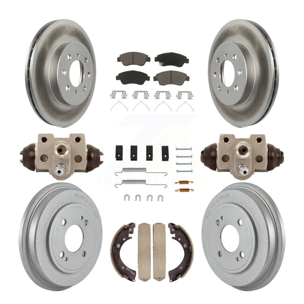 Front Rear Coat Brake Rotors Ceramic Pad Drum Kit (9Pc) For Honda Civic With 4 Lug Wheels KGC-102339