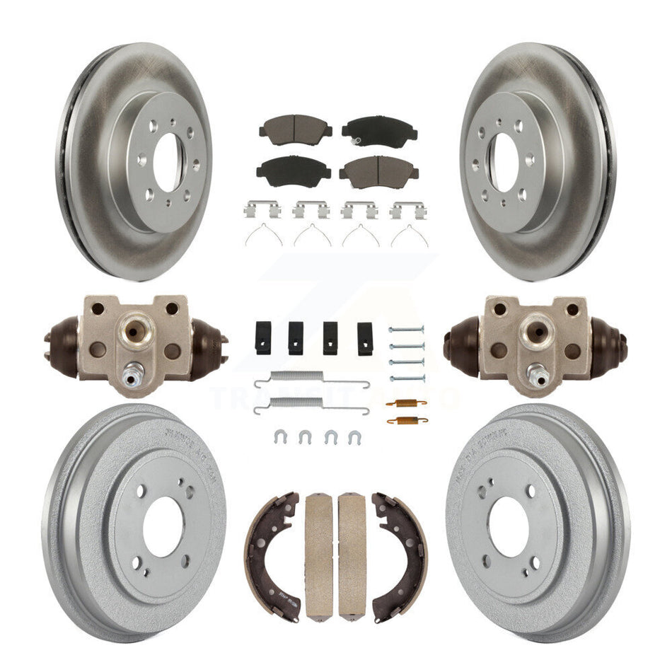 Front Rear Coat Brake Rotors Ceramic Pad Drum Kit (9Pc) For Honda Civic With 4 Lug Wheels KGC-102339