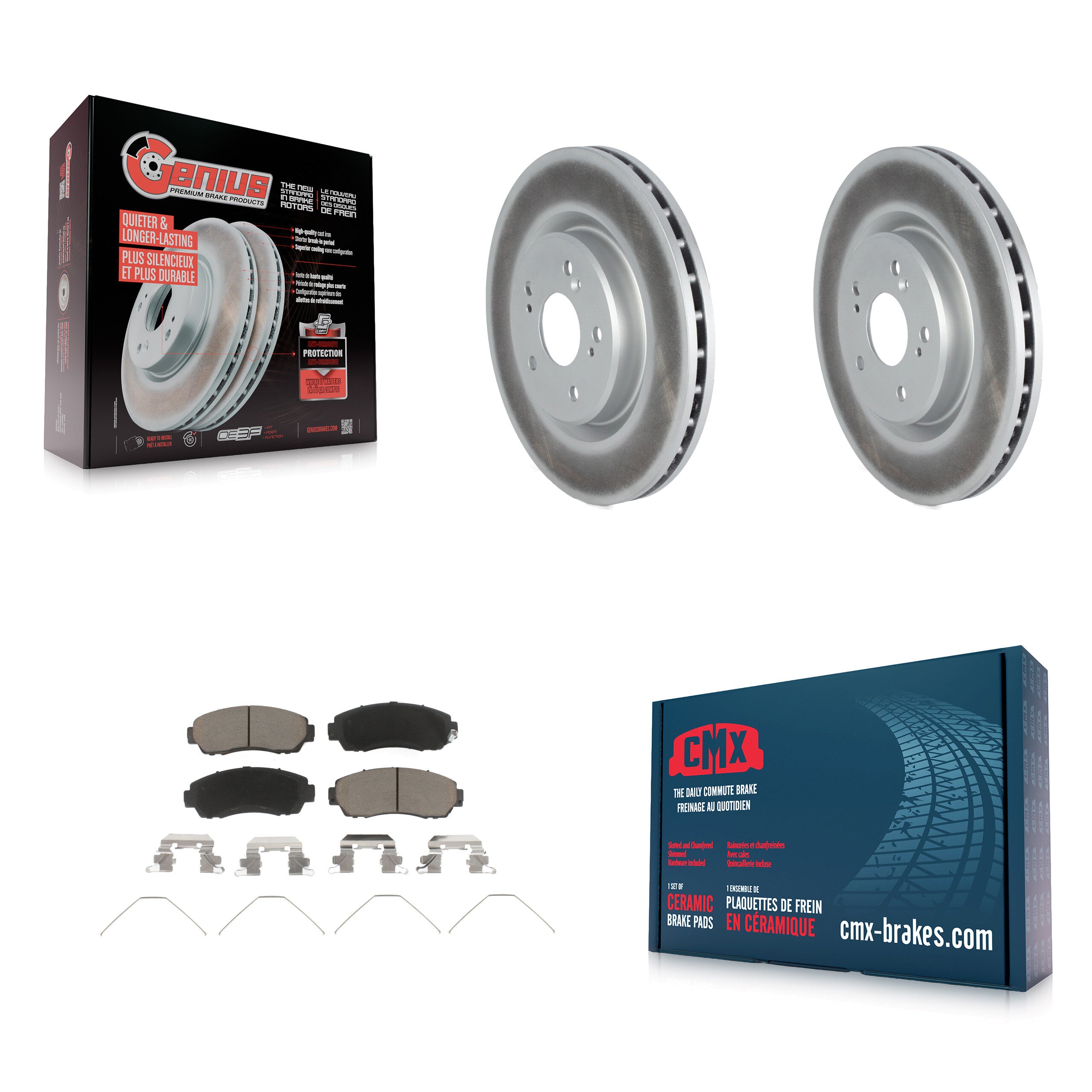 Front Coated Disc Brake Rotors And Ceramic Pads Kit For 2019-2024 Acura RDX KGC-102347