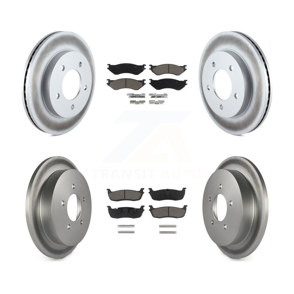 Front Rear Coated Disc Brake Rotors And Ceramic Pads Kit For 2004 Ford F-150 Heritage 4WD KGC-102372