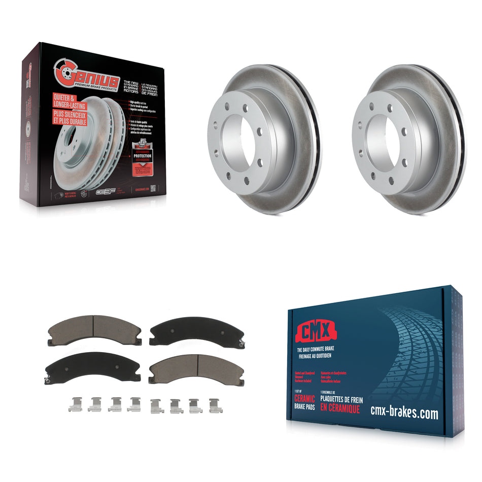 Rear Coated Brake Rotor & Ceramic Pad Kit For Chevrolet Express 4500 3.20" Overall Height KGC-102384