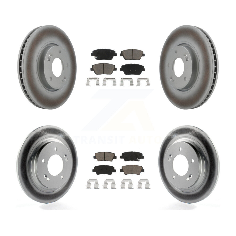 Front Rear Coated Disc Brake Rotors And Ceramic Pads Kit For Hyundai Sonata KGC-102399