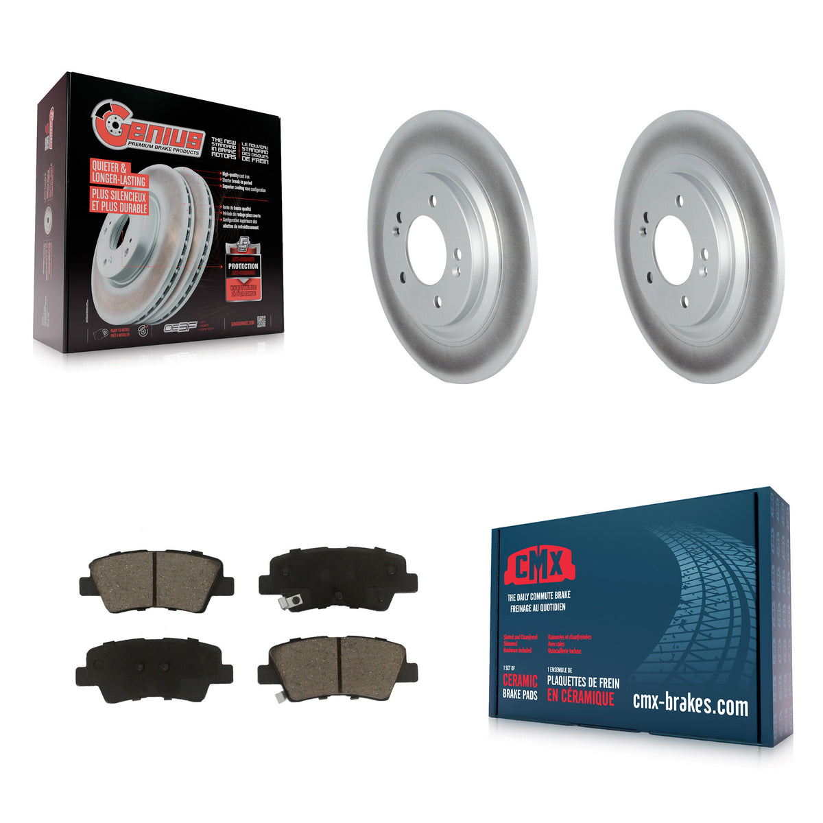 Rear Coated Disc Brake Rotor & Ceramic Pad Kit For Hyundai Kona Electric Kia Soul EV Niro KGC-102423