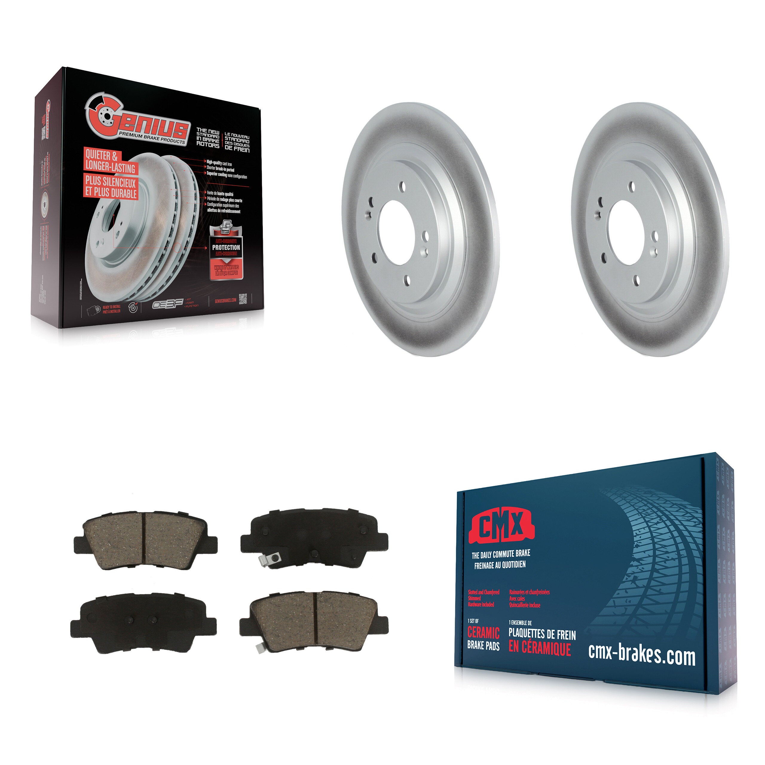 Rear Coated Disc Brake Rotor & Ceramic Pad Kit For Hyundai Kona Electric Kia Soul EV Niro KGC-102423