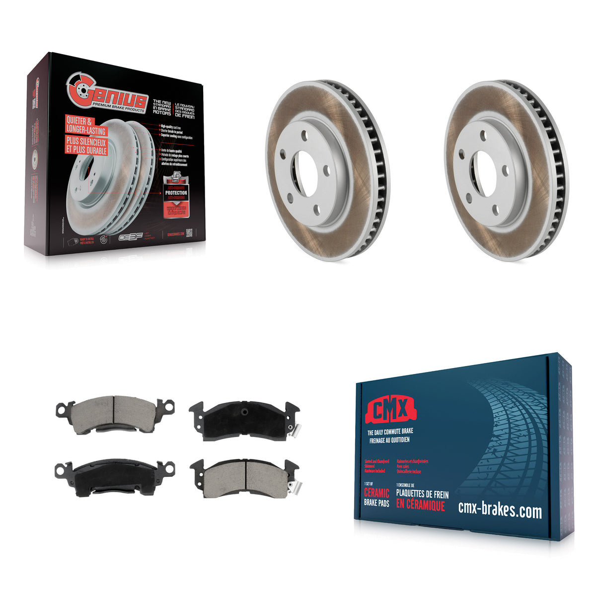 Front Coated Brake Rotor & Ceramic Pad Kit For 1992-1993 Cadillac Commercial Chassis 5.7L KGC-102462