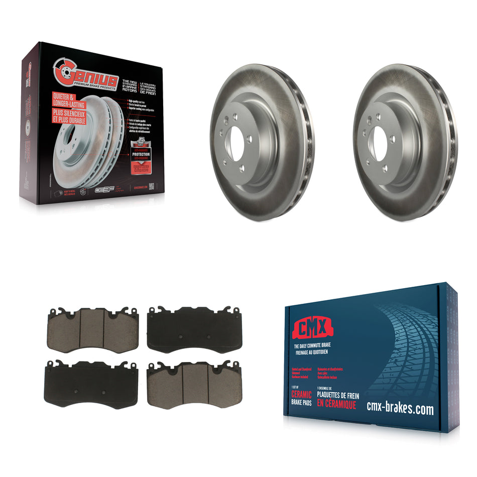 Front Coated Disc Brake Rotors And Ceramic Pads Kit For 2016 Land Rover Range 3.0L KGC-102464