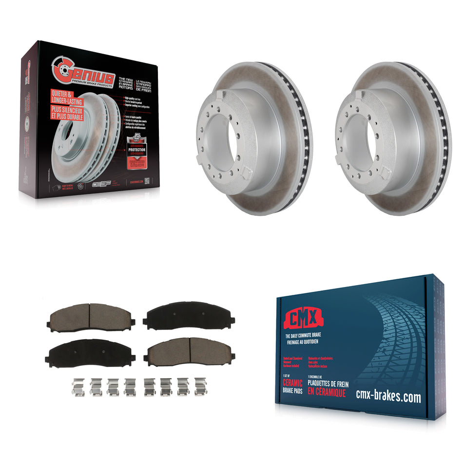 Rear Coated Brake Rotor Ceramic Pad Kit For 2015-2016 Ford F-350 Super Duty Cab & Chassis KGC-102477