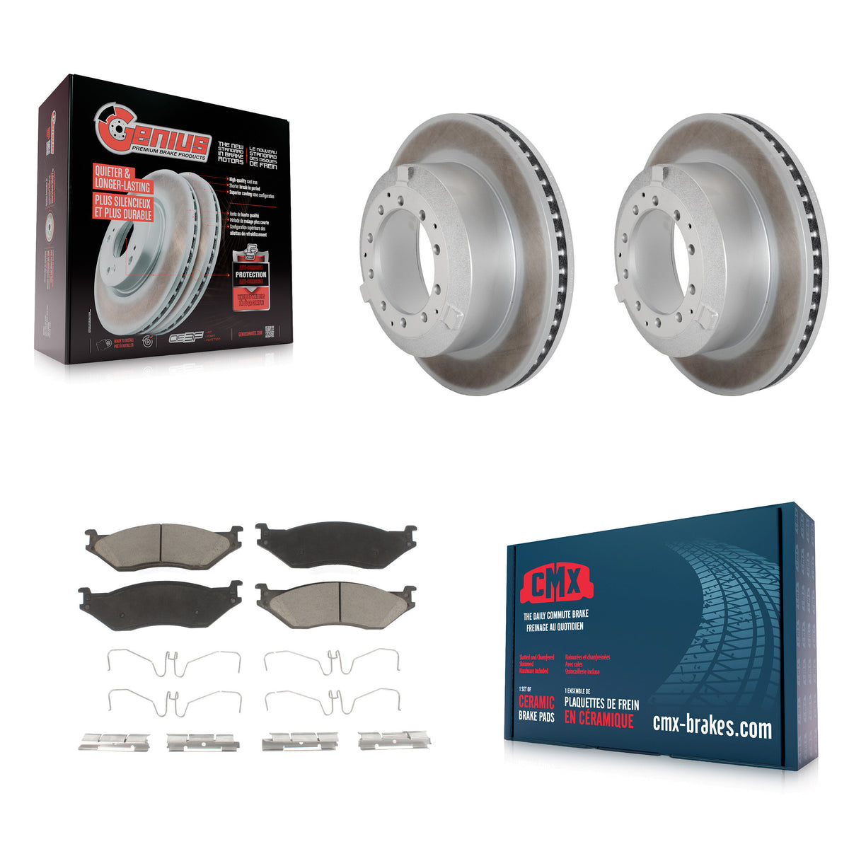 Rear Coat Brake Rotor Ceramic Pad Kit For Ford F-450 Super Duty F-550 International IC AE KGC-102478