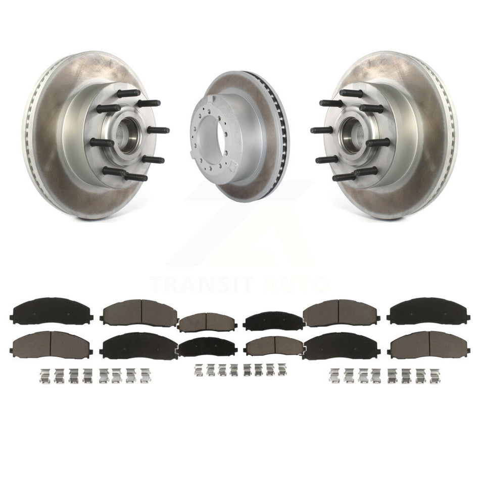 Front Rear Coated Disc Brake Rotors And Ceramic Pads Kit For Ford F-350 Super Duty KGC-102484