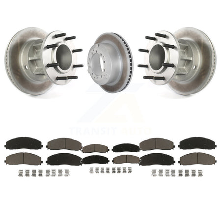 Front Rear Coated Disc Brake Rotors And Ceramic Pads Kit For Ford F-350 Super Duty KGC-102485