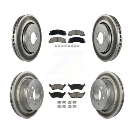 Front Rear Coat Disc Brake Rotor Ceramic Pad Kit For Ford F-150 With Manual Parking KGC-102500