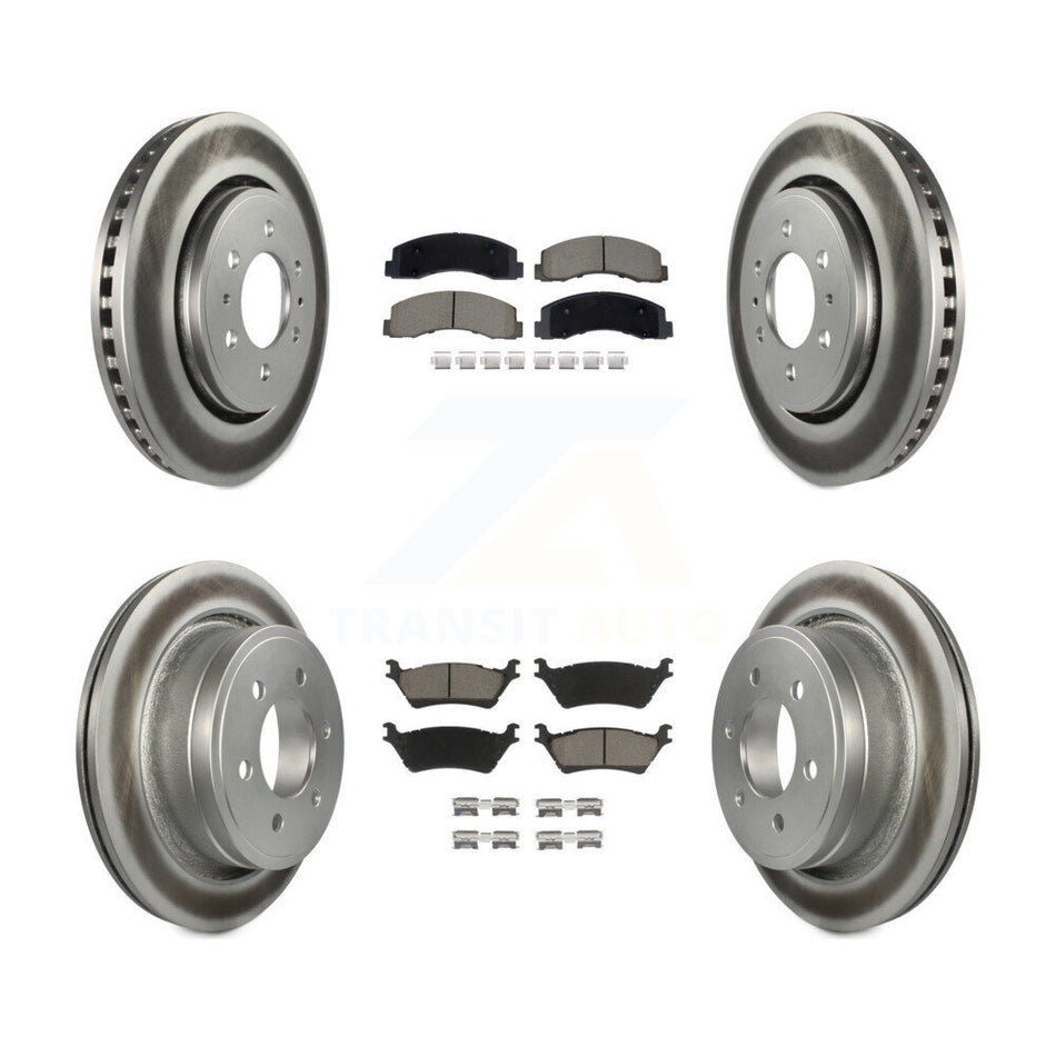 Front Rear Coat Disc Brake Rotor Ceramic Pad Kit For Ford F-150 With Manual Parking KGC-102500