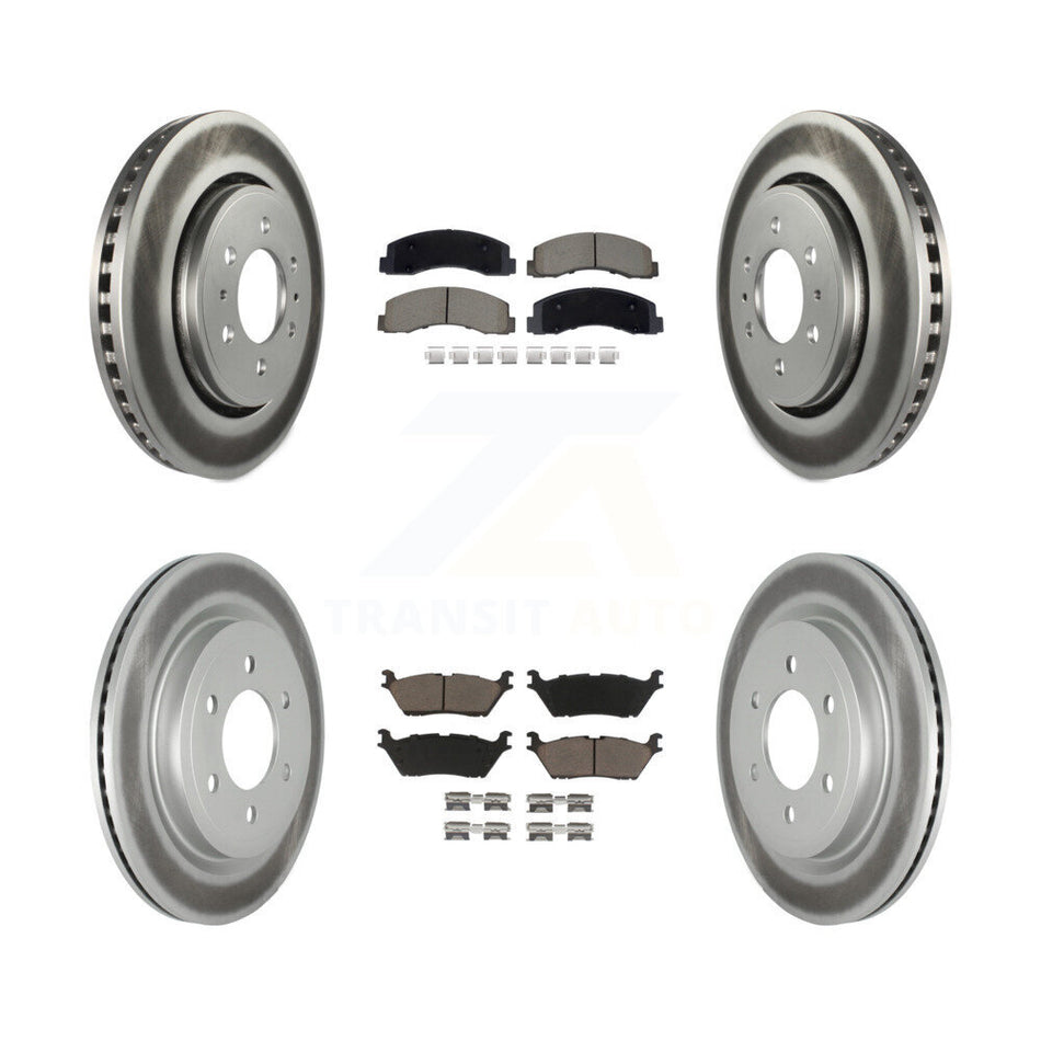 Front Rear Coated Brake Rotor Ceramic Pad Kit For Ford F-150 Expedition Lincoln Navigator KGC-102501