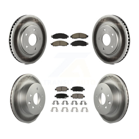 Front Rear Coated Brake Rotor & Ceramic Pad Kit For Nissan LEAF With Manual Parking KGC-102503