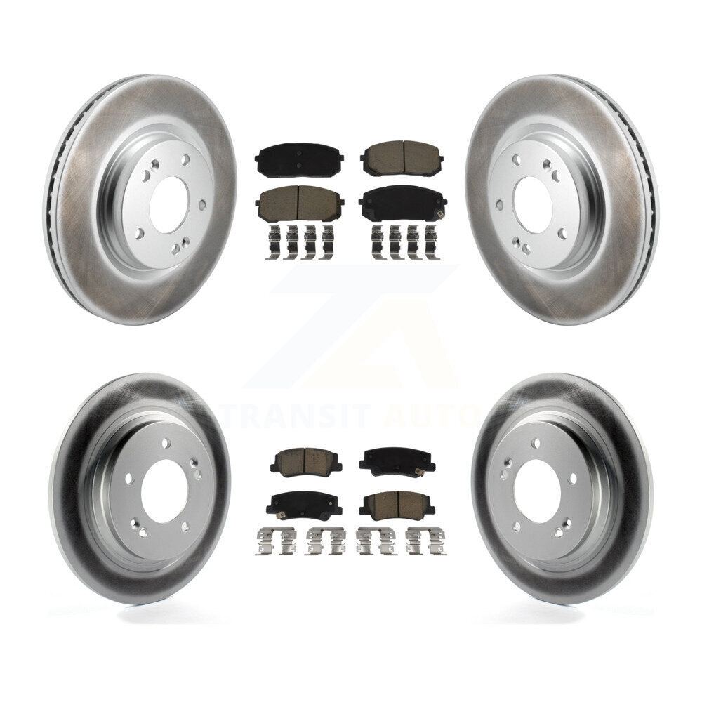 Front Rear Coated Disc Brake Rotors And Ceramic Pad Kit For Hyundai Sonata Kia Niro EV K5 KGC-102513