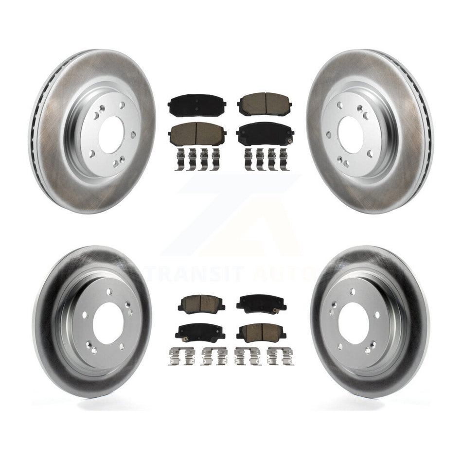 Front Rear Coated Disc Brake Rotors And Ceramic Pad Kit For Hyundai Sonata Kia Niro EV K5 KGC-102513