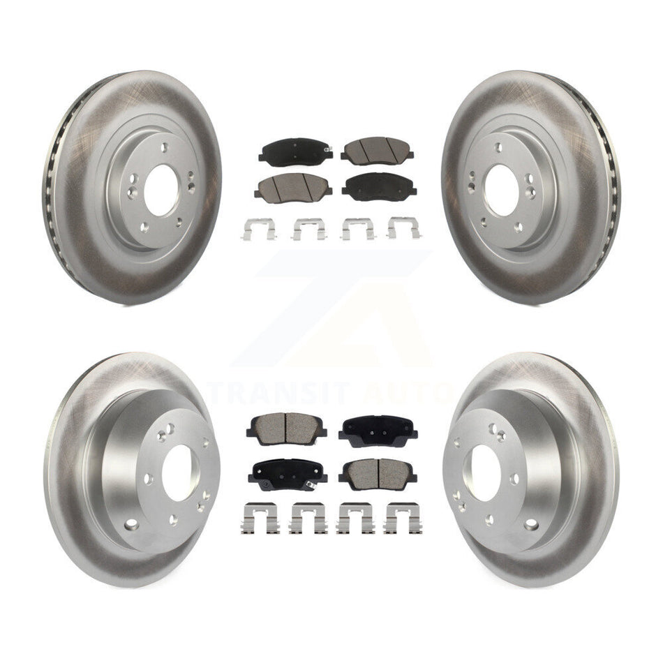 Front Rear Coated Disc Brake Rotor Ceramic Pad Kit For 2013-2016 Hyundai Santa Fe XL 3.3L KGC-102535