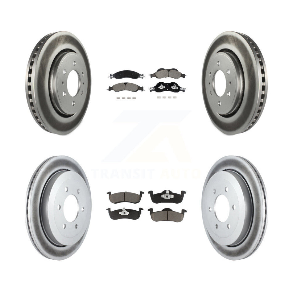 Front Rear Coated Disc Brake Rotors Ceramic Pad Kit For Ford Expedition Lincoln Navigator KGC-102539