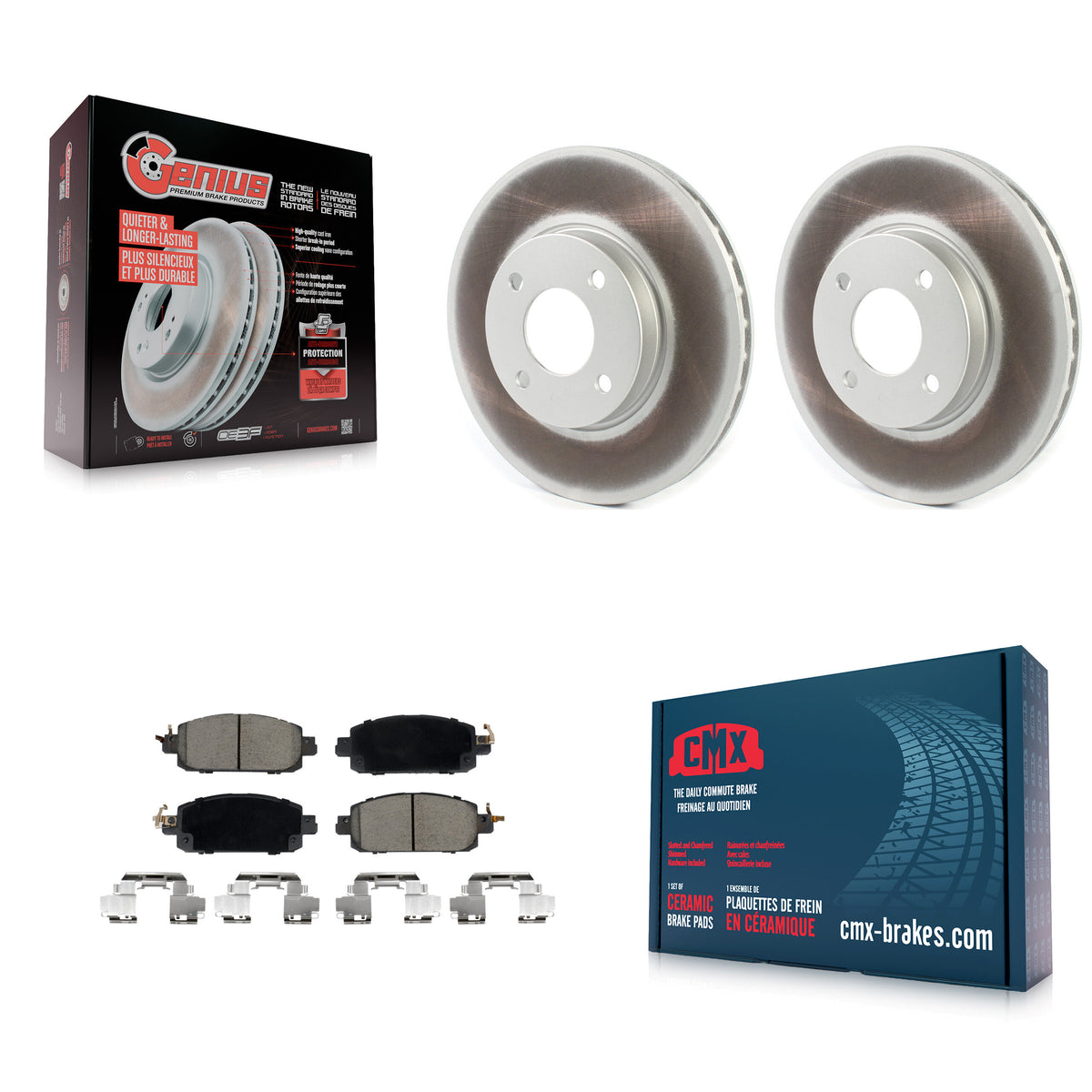 Front Coated Disc Brake Rotors And Ceramic Pads Kit For 2024 Nissan Sentra S SV SR KGC-102559