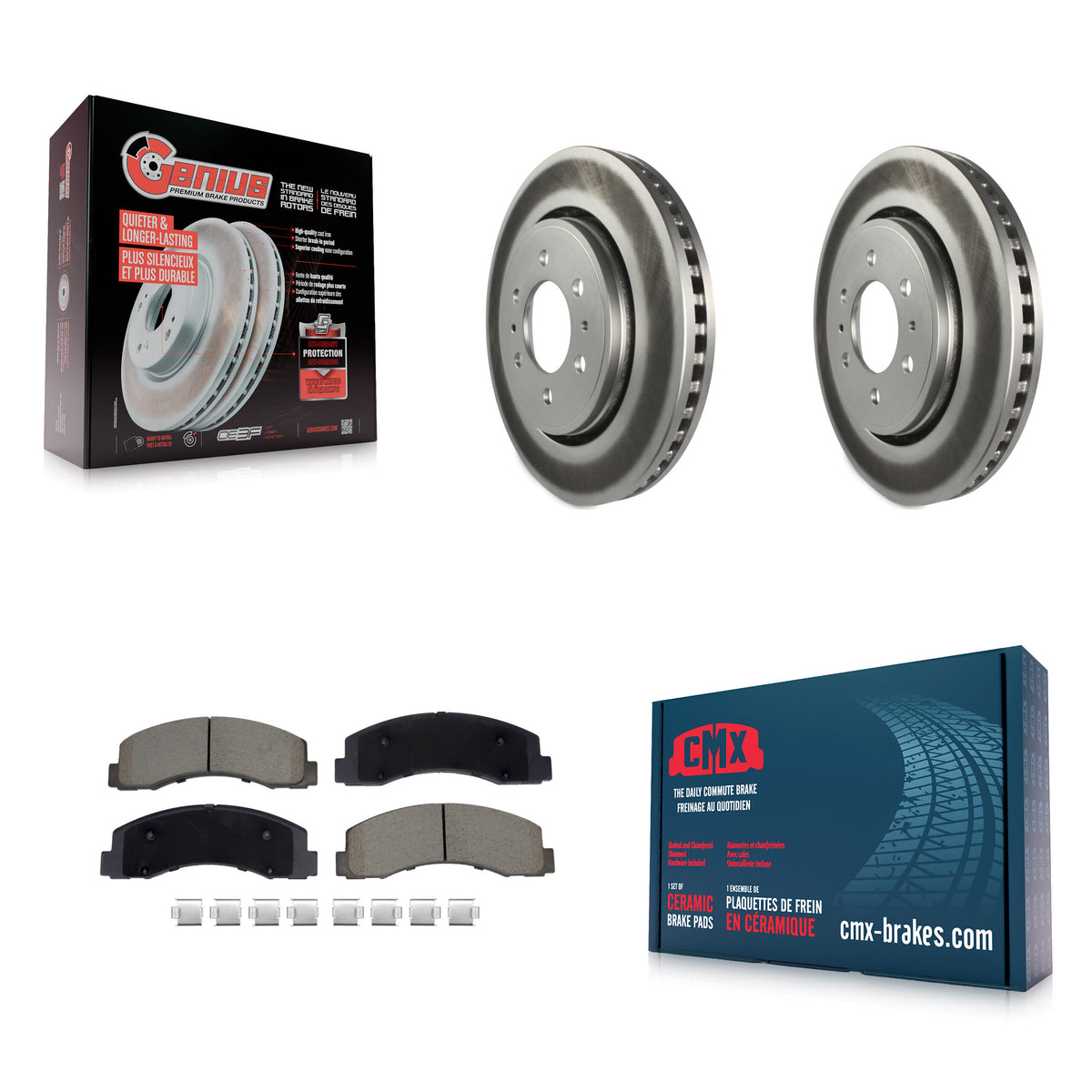 Front Coated Disc Brake Rotor Ceramic Pad Kit For Ford F-150 Expedition Lincoln Navigator KGC-102565