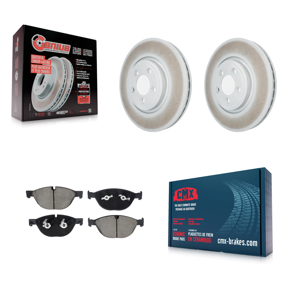 Front Coat Brake Rotor Ceramic Pad Kit For 2010 Jaguar XF With 326mm Diameter KGC-102573