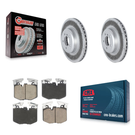 Front Coat Disc Brake Rotors Ceramic Pad Kit For 2019 BMW 330i With Blue Painted Calipers KGC-102584