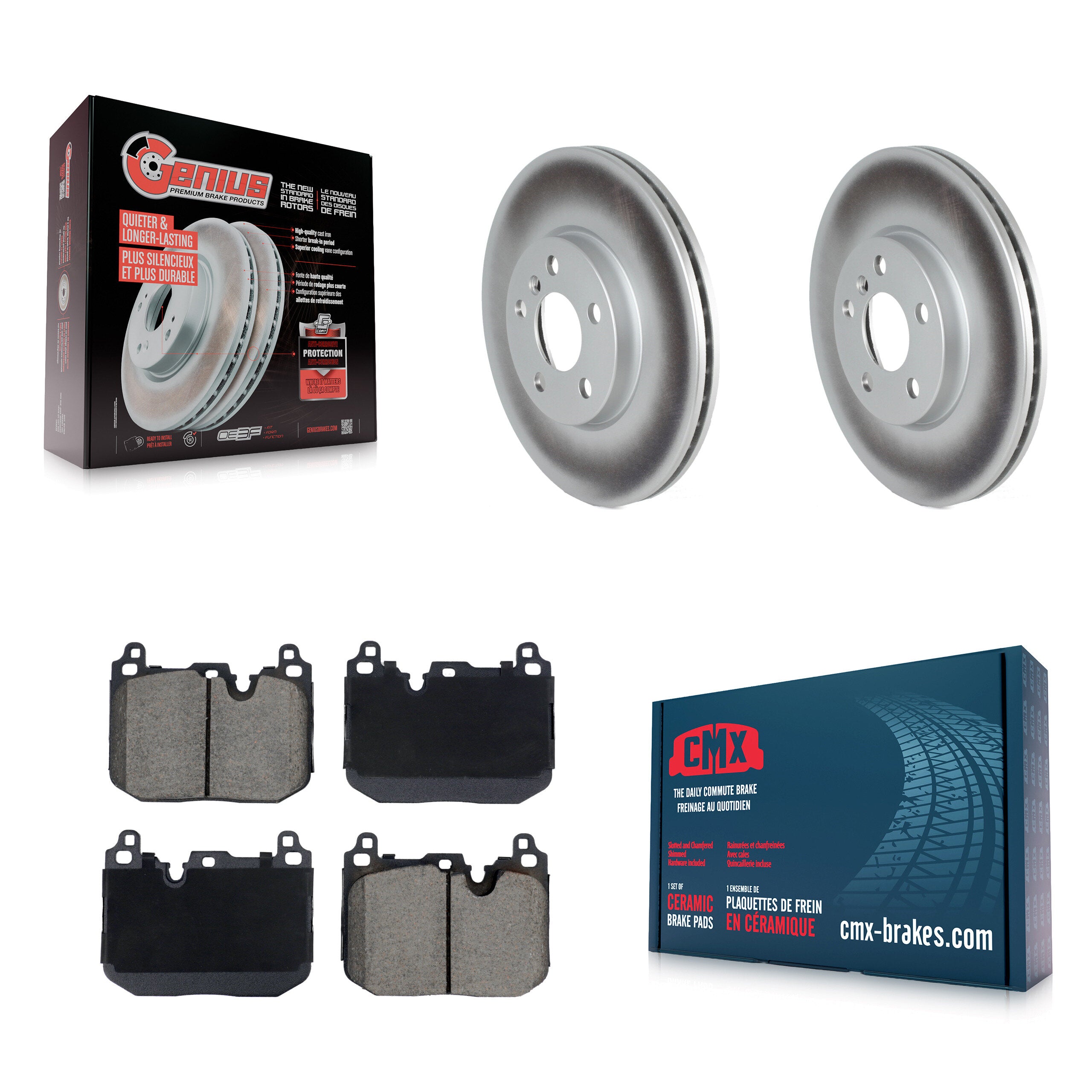 Front Coat Brake Rotor Ceramic Pad Kit For 17-20 Mini Cooper Clubman S With Sport Package KGC-102599
