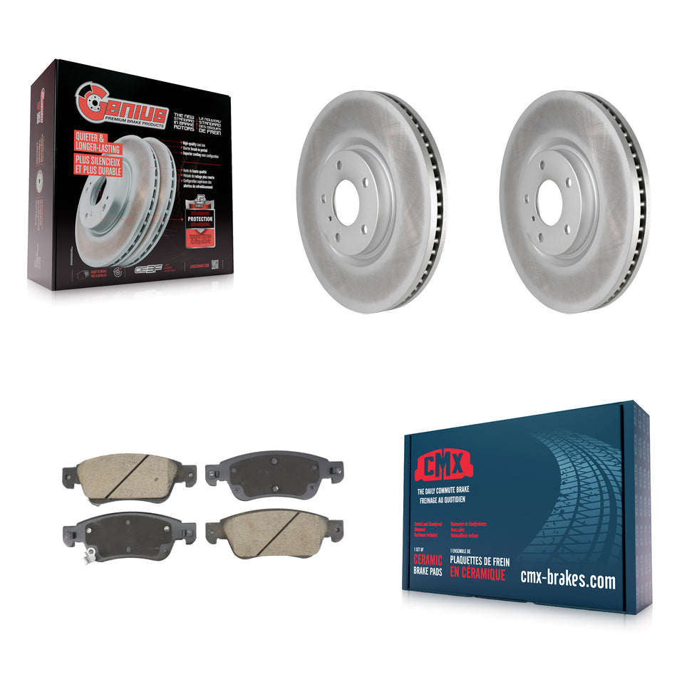 Front Coated Disc Brake Rotors And Ceramic Pads Kit For INFINITI G37 G35 Q60 KGC-102604