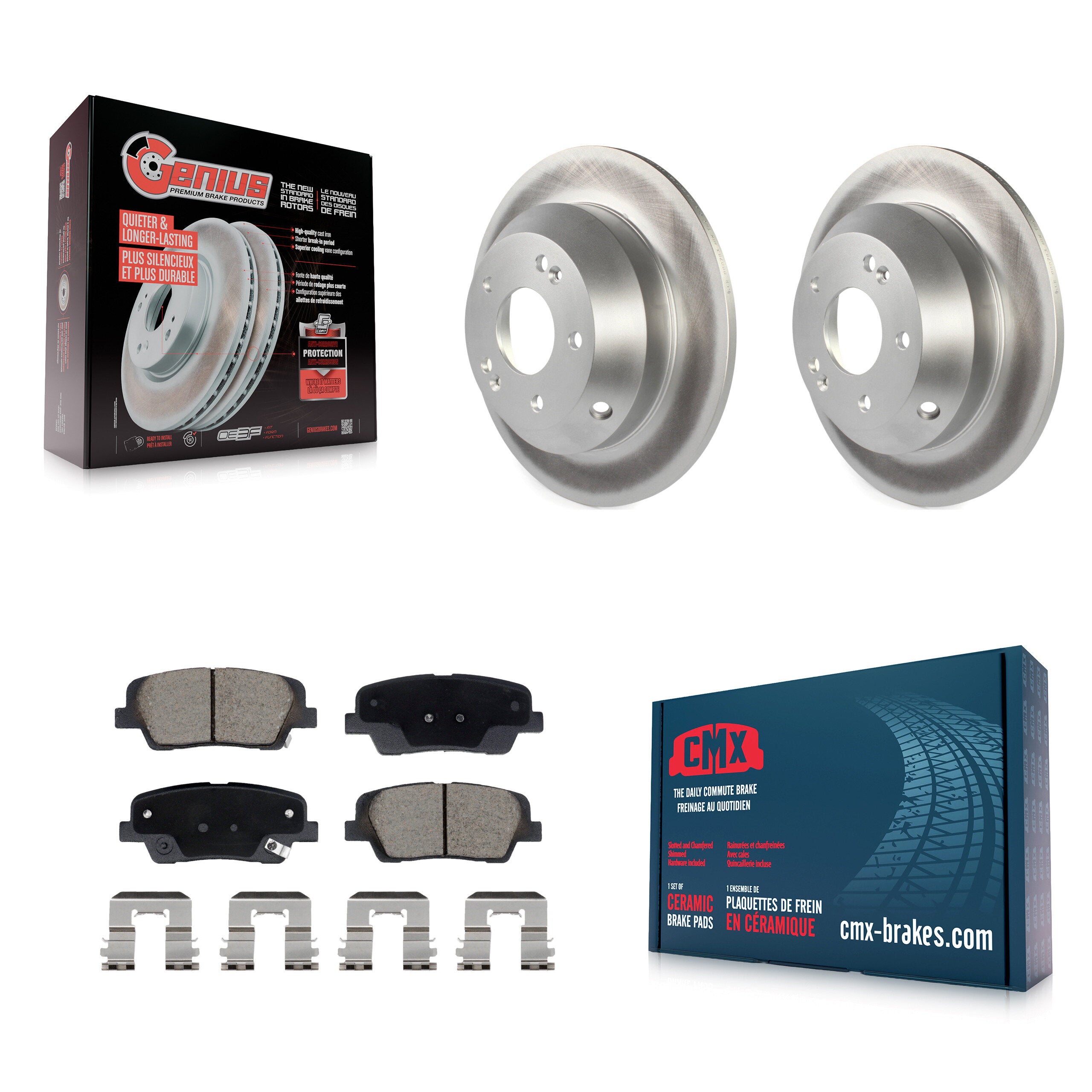 Rear Coated Disc Brake Rotors & Ceramic Pad Kit For Hyundai Santa Fe Sport Kia Sorento XL KGC-102622