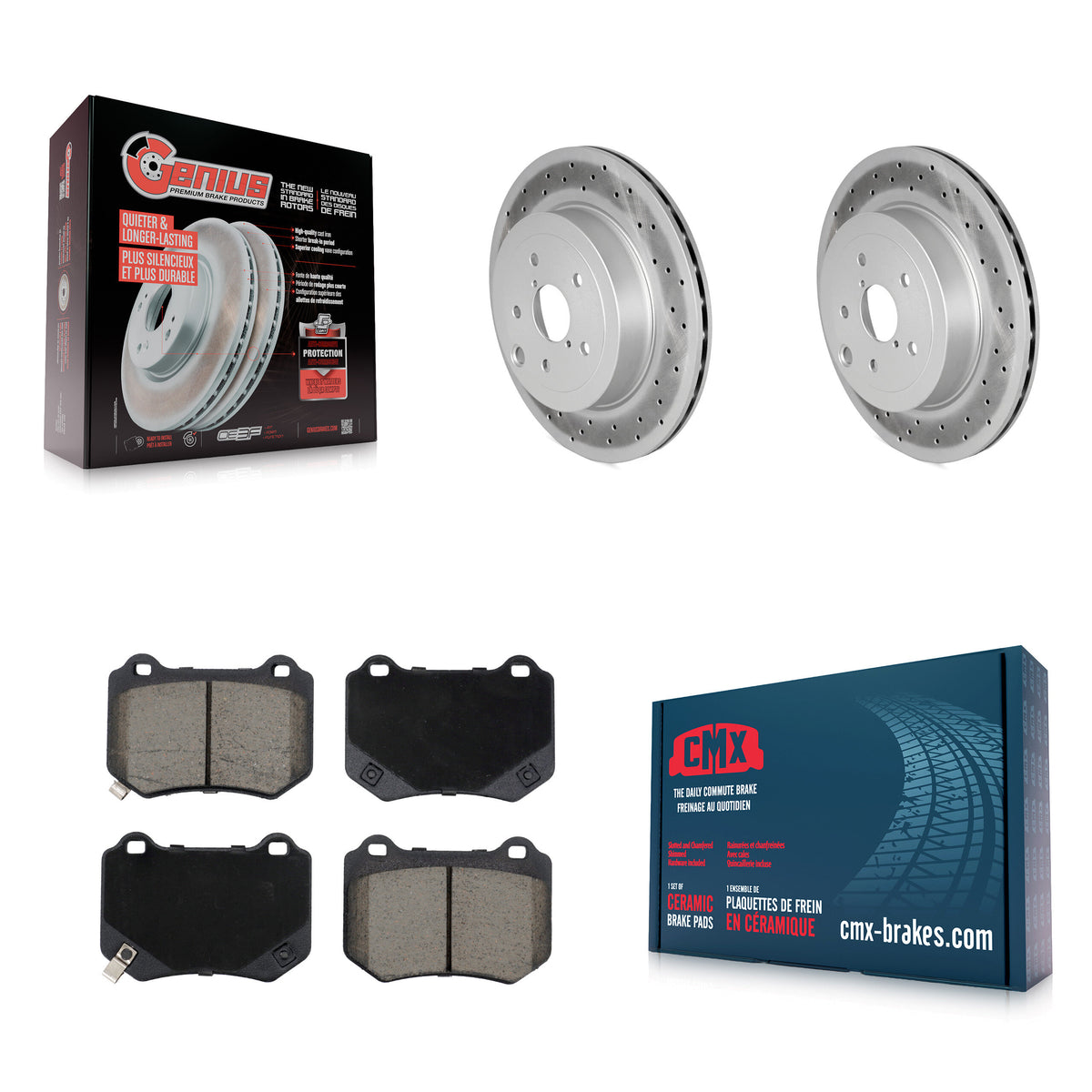 Rear Coated Disc Brake Rotors And Ceramic Pads Kit For 2018-2021 Subaru WRX STI KGC-102627
