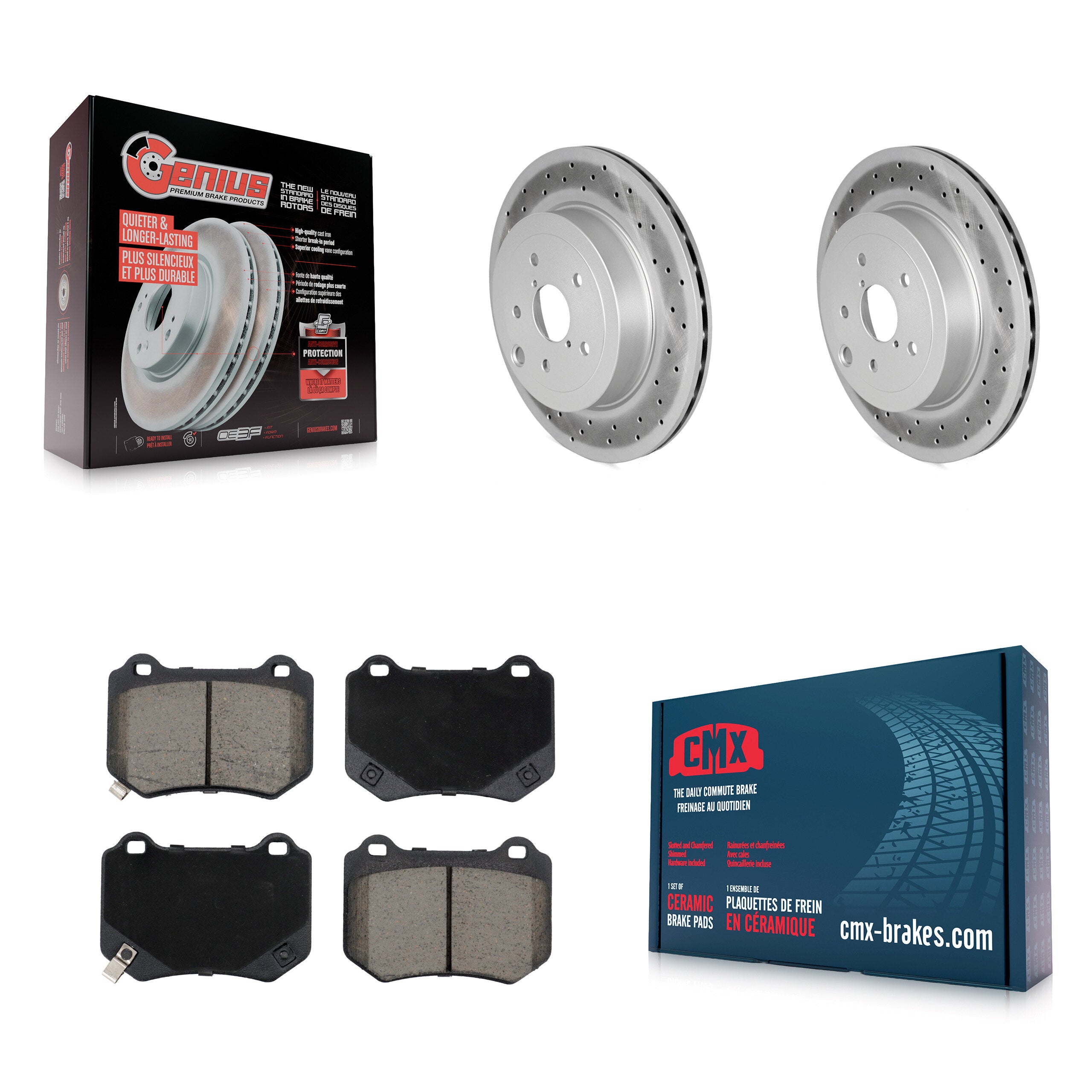 Rear Coated Disc Brake Rotors And Ceramic Pads Kit For 2018-2021 Subaru WRX STI KGC-102627